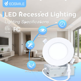 EOSMILE 4-inch recessed light 2700K warm glow for cozy spaces.