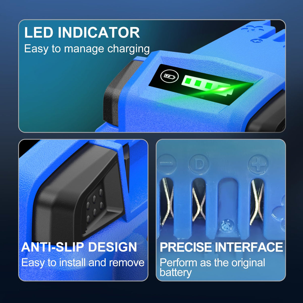EOTTK 6.0Ah with 4-LED fuel indicator helps monitor charge status