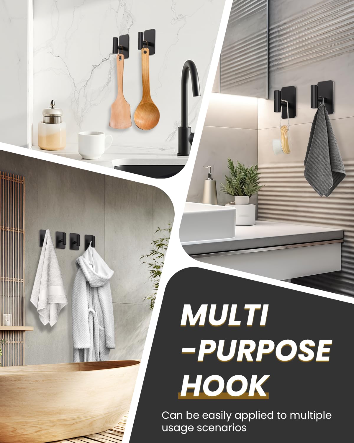Eowihor versatile hook for bathroom, closet, or office walls.