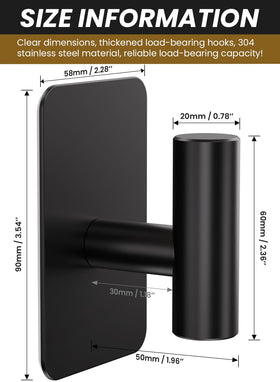 Eowihor waterproof stainless steel hook close-up, corrosion-resistant for bathroom use.