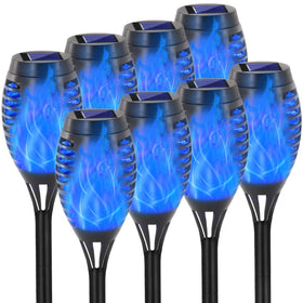EOYIZW blue flame torch lights illuminate paths with a realistic flicker for cozy evenings.