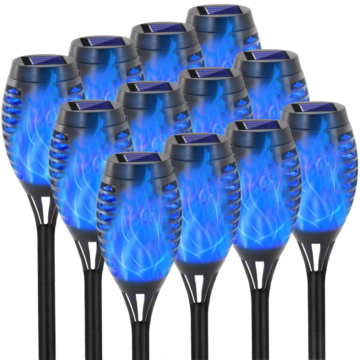EOYIZW solar torch blue flame lights outdoor paths warmly.
