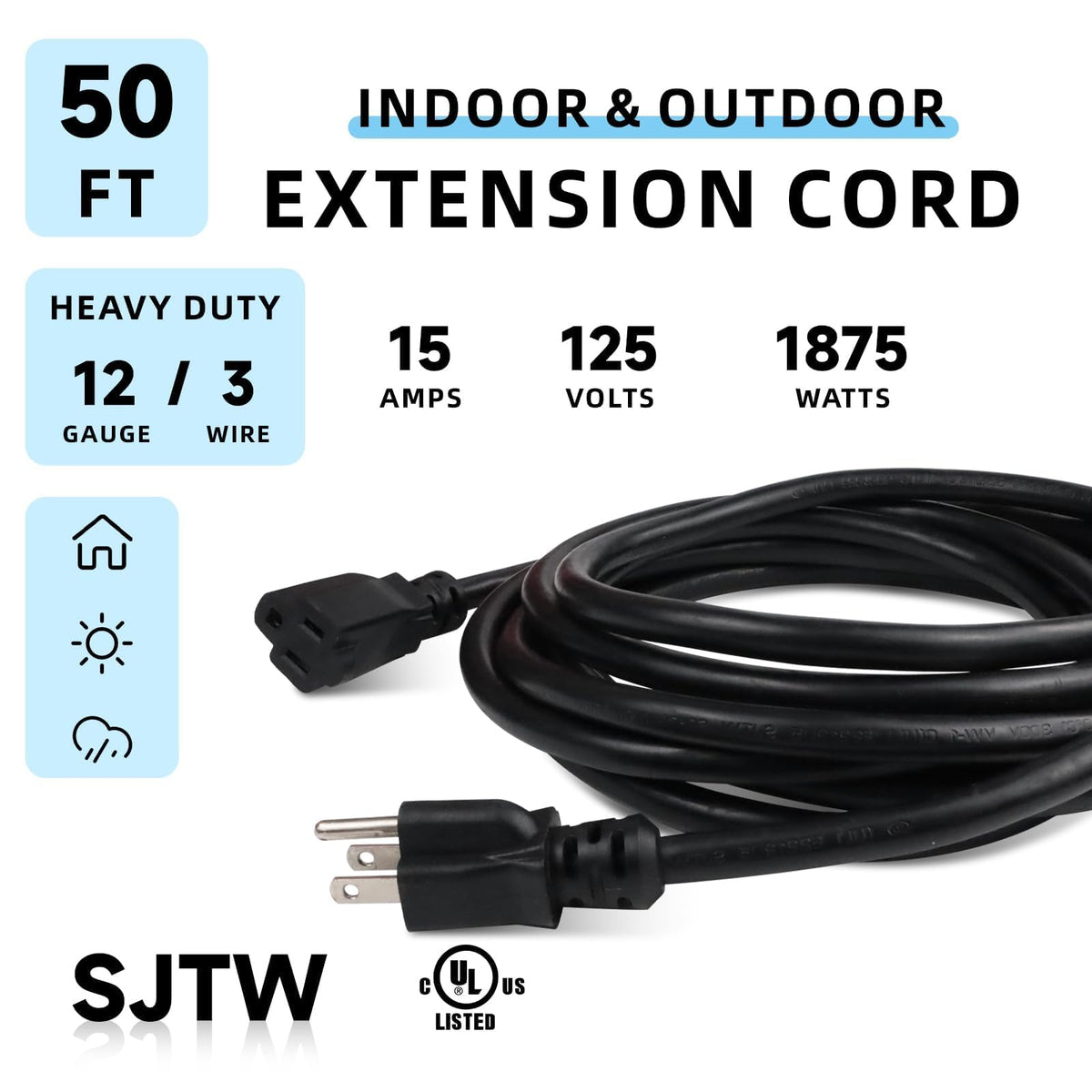 EP heavy-duty extension cord with reinforced blades for durable daily use