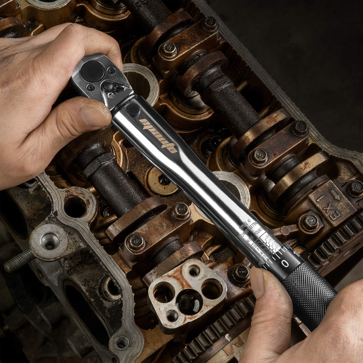 EPAuto 1/4 inch drive ratchet head close-up for compact leverage