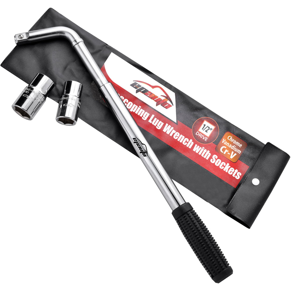 EPAuto lug wrench with extended handle offers maximum leverage for lug nuts.