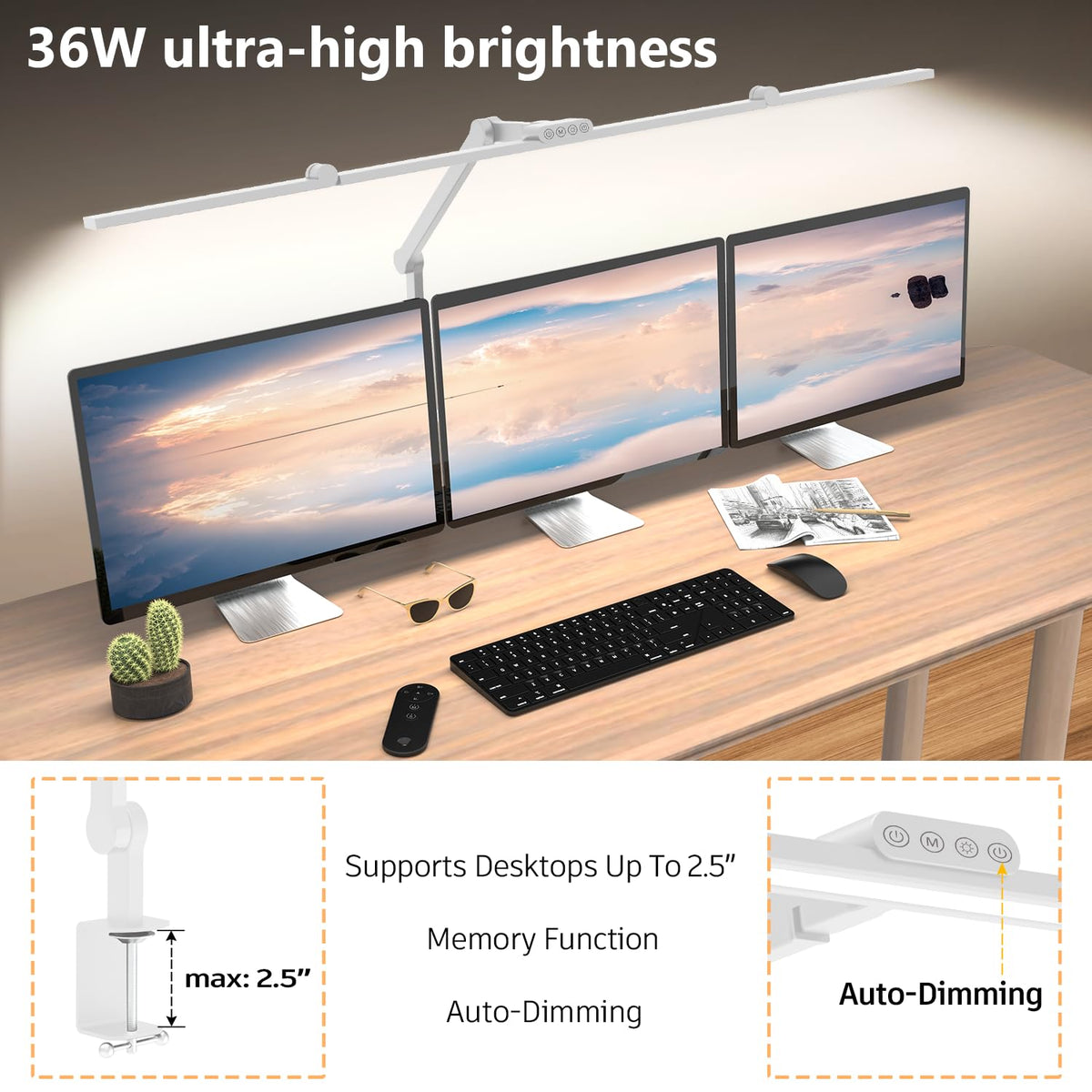 EPABINA 47-inch monitor light bar delivers wide coverage for two screens and workspace