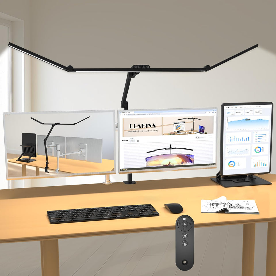 EPABINA desk lamp clip showing bright, even lighting for reading and drafting