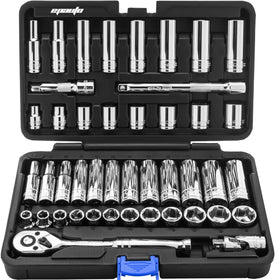 EPAuto 45-piece 3/8-inch drive socket set, ideal for DIY and auto repairs.