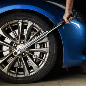 EPAuto torque wrench with sturdy storage case for organized workshop use.