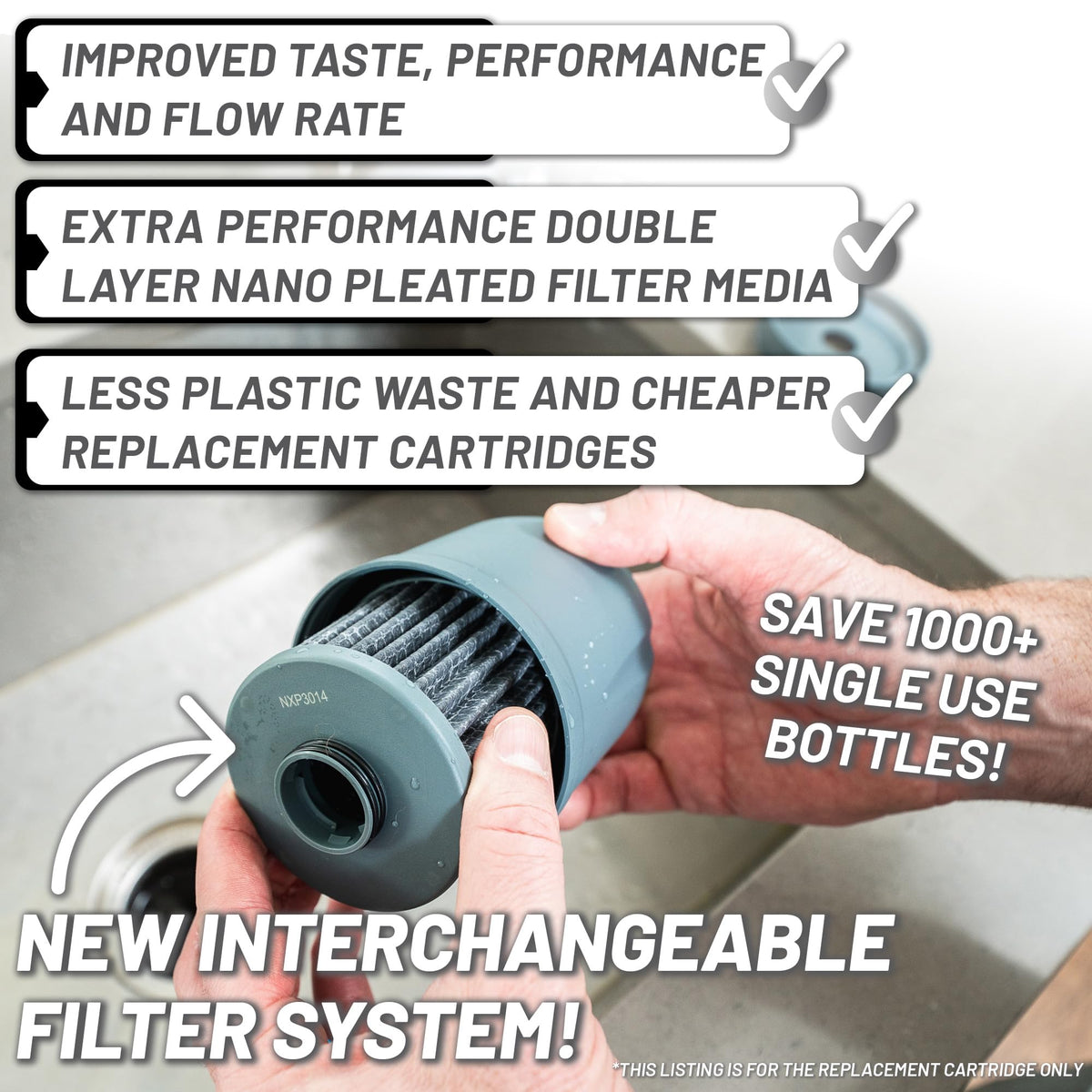 Epic Nano XP water stream demonstrating clear, steady flow