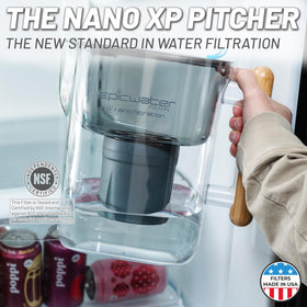 Epic Nano XP on fridge shelf enables convenient access to filtered water.