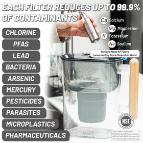 Epic Nano XP pitcher pouring water into glass for quick hydration.