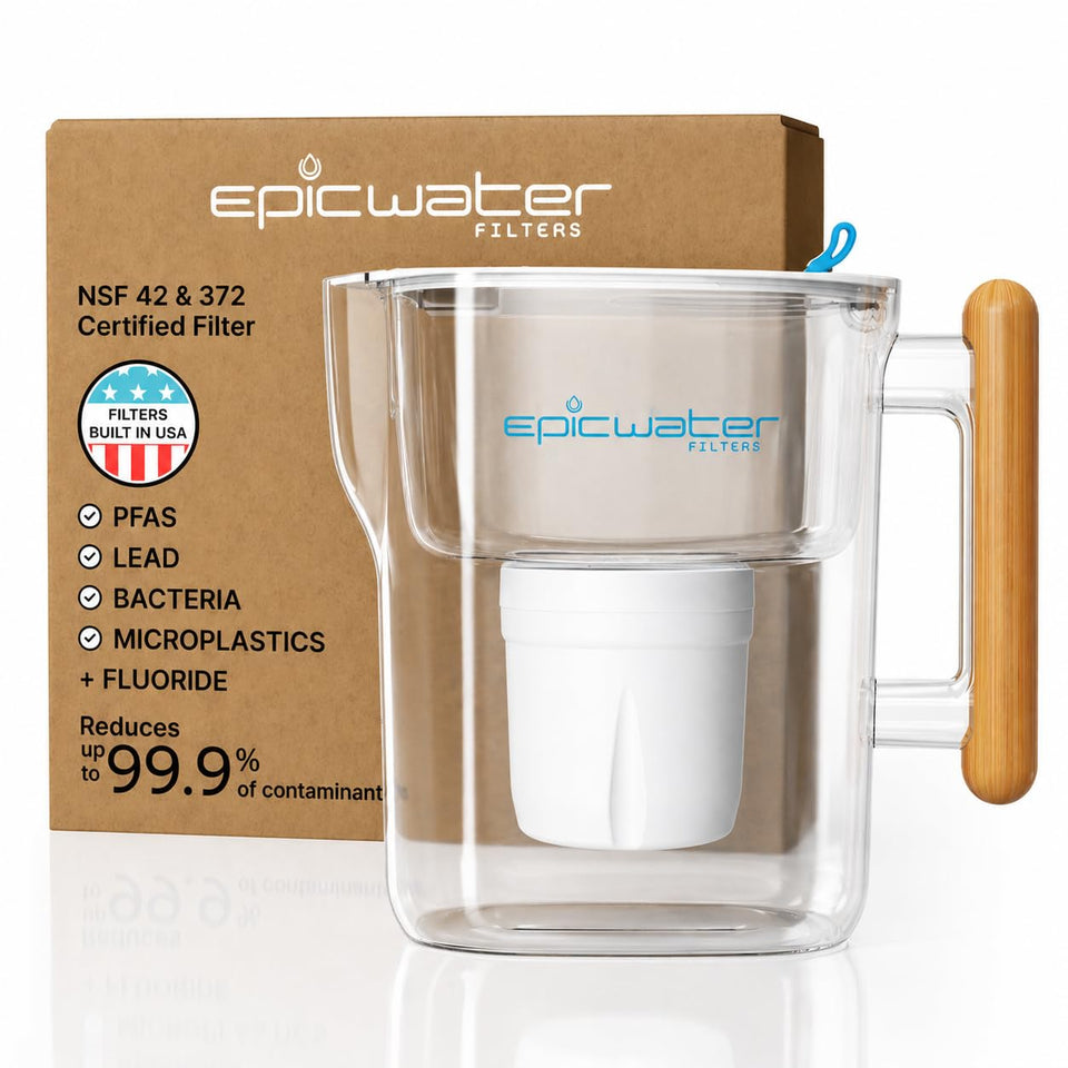 Epic Pure XP pitcher front view, BPA-free design for crisp, clean daily hydration.
