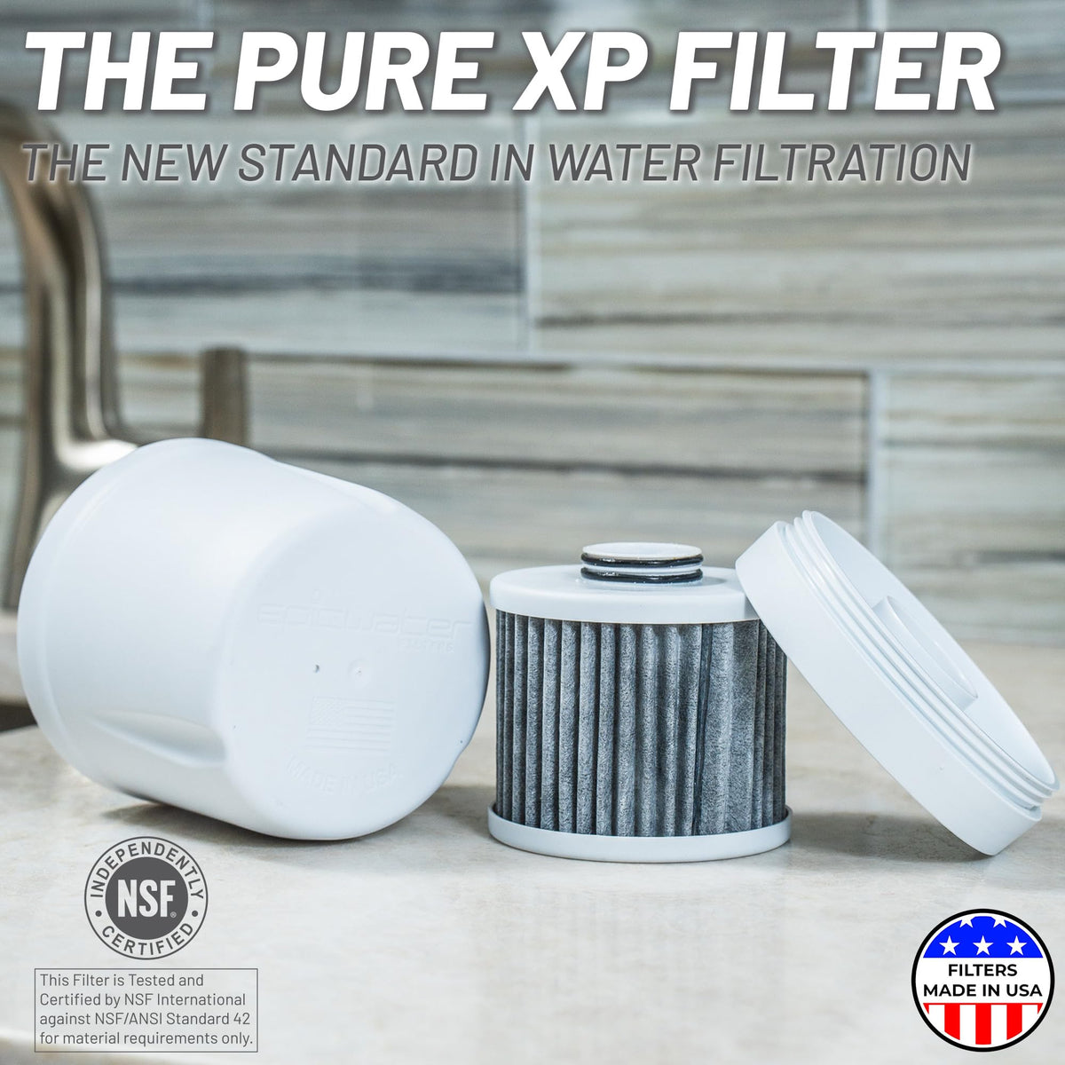 Close-up of Epic Pure XP cartridge highlighting premium filtration media.