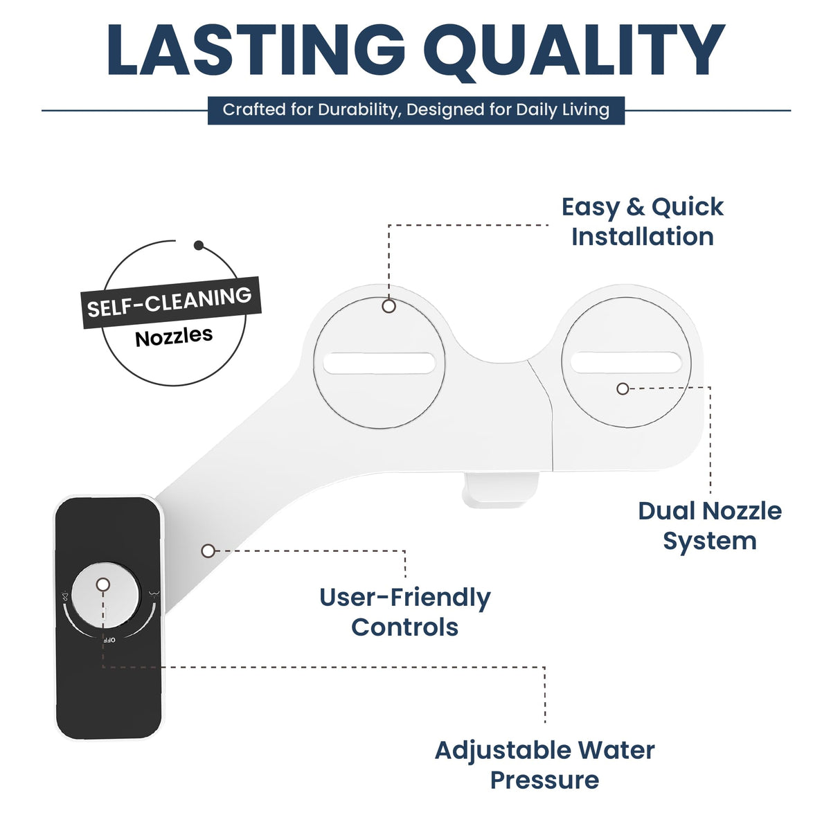 Epica bidet adjustable-pressure feature enables a personalized rinse.