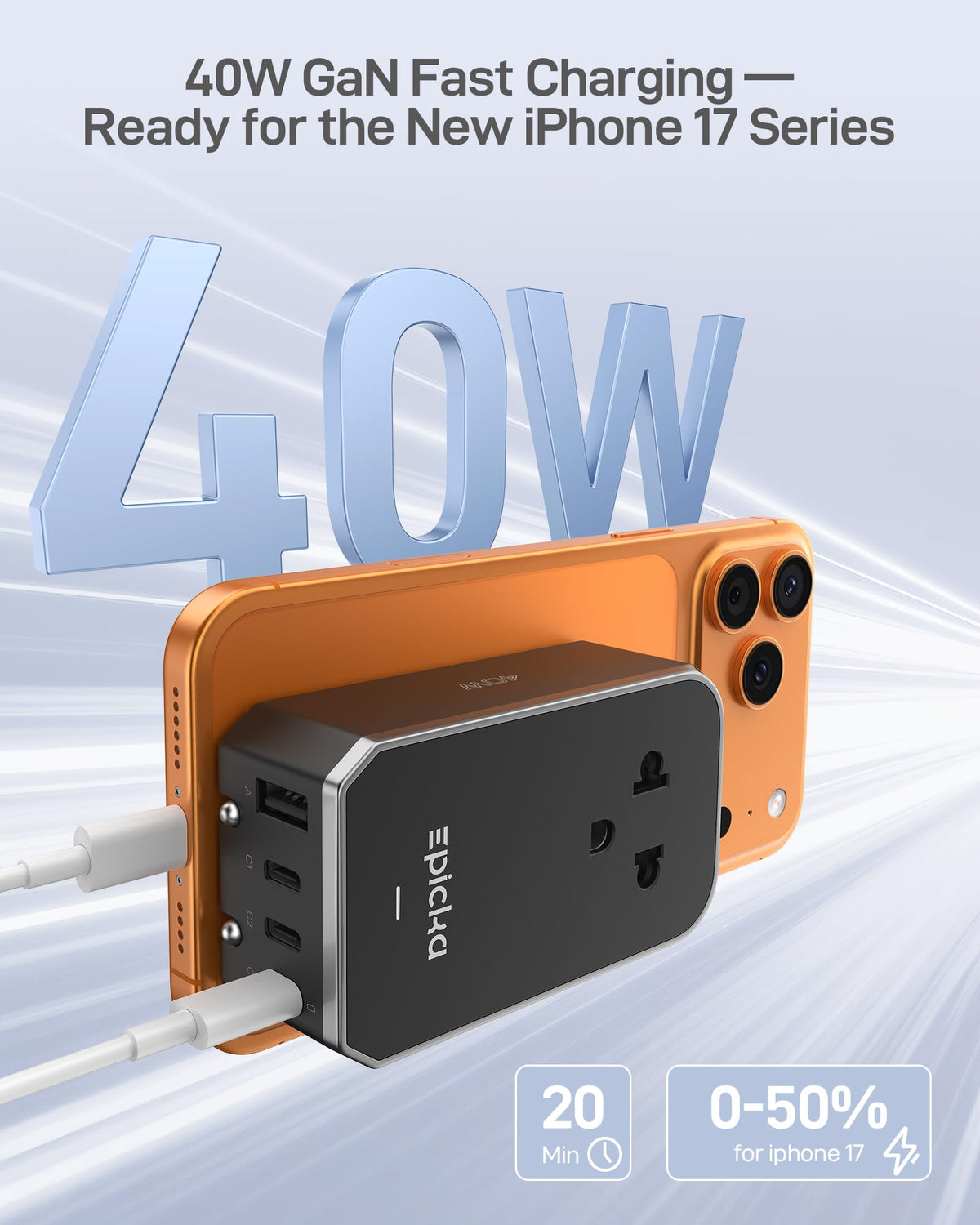 EPICKA Air 40W worldwide compatibility across US, EU, UK, AU sockets