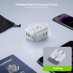 EPICKA cruise-approved travel adapter shown in compact form