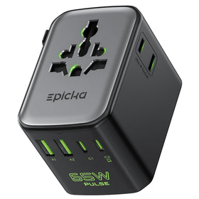 EPICKA Pulse Duo 65W adapter front view for on-the-go charging.