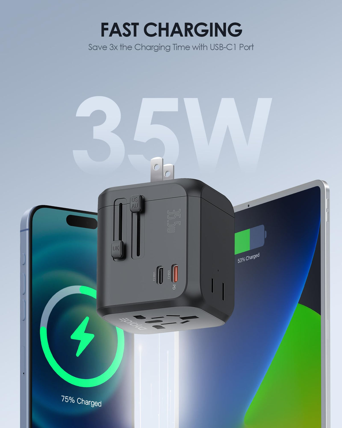 EPICKA TA-205 USB-C PD 35W port delivers fast charging for tablets and phones