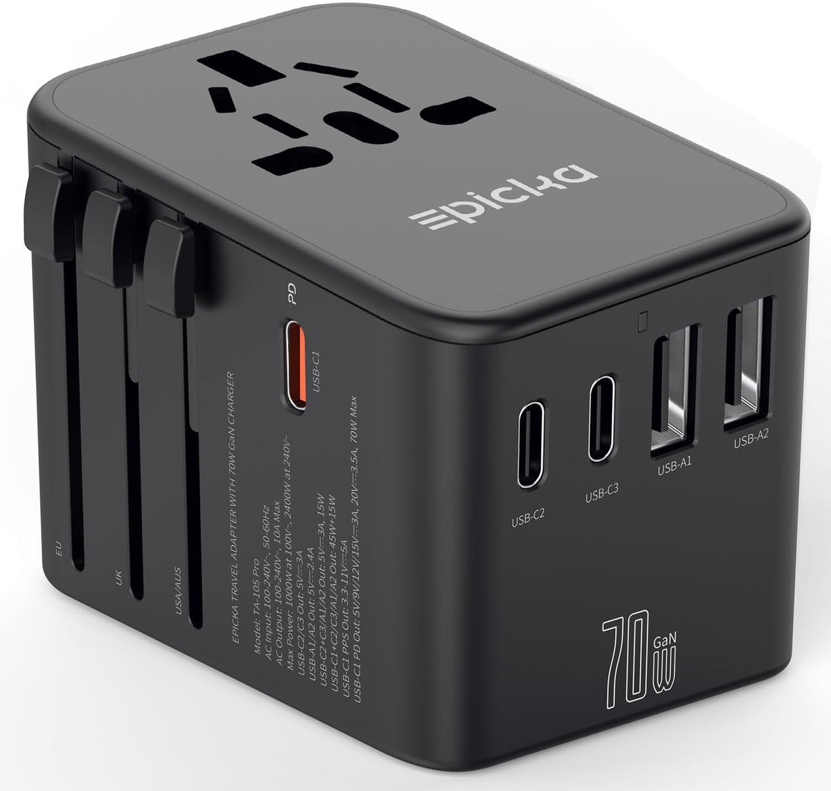 EPICKA TA105 Pro front view, compact design for global travel