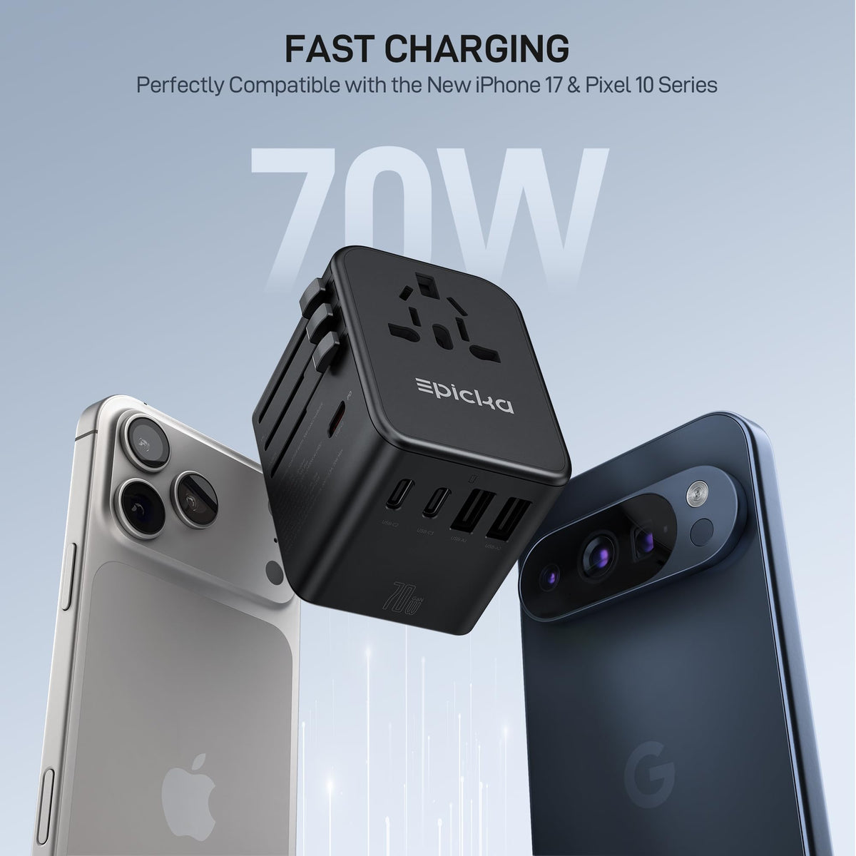 EPICKA TA105 Pro USB-C ports view, enables multi device charging on the go