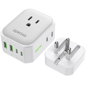 EPICKA travel plug adapter with foldable prongs for compact packing
