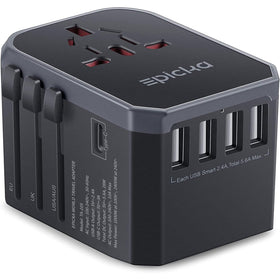 EPICKA universal travel adapter front view for compact all in one charging on global trips