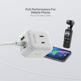 EPICKA shows 2 AC sockets and 3 USB ports powering devices simultaneously.