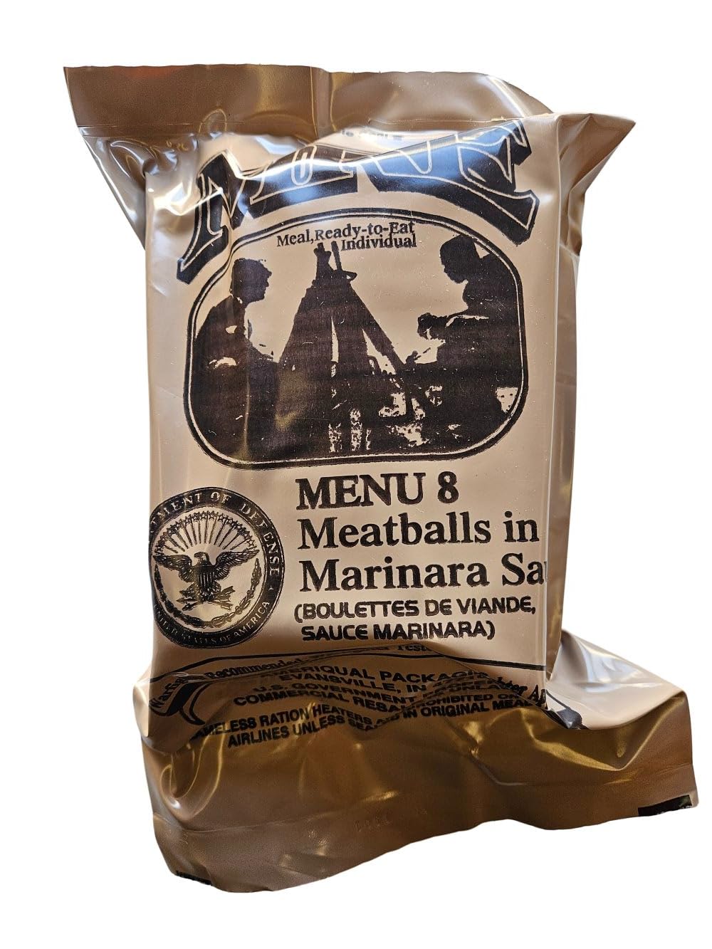 EPIDEMIC PROOF USGI MRE meal contents, ready for on-the-go meals with long shelf life.