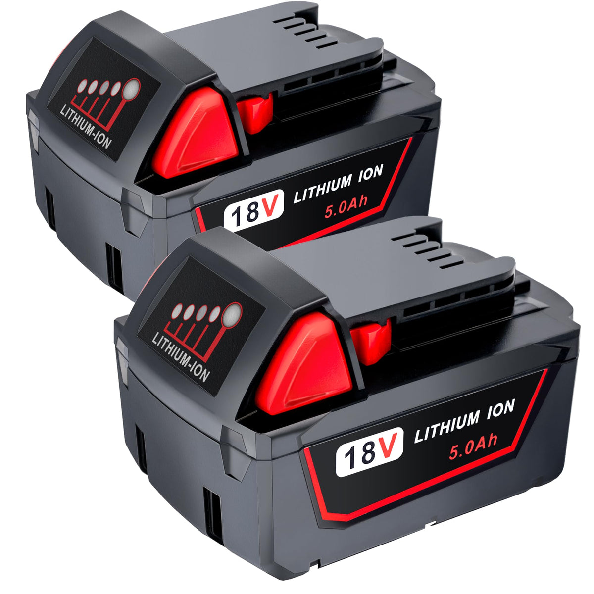 Epowon Milwaukee 18V 5.0Ah front view highlights extended runtime.
