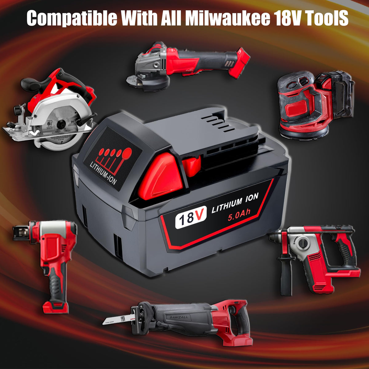 Epowon battery in use on a job site with power for tools.