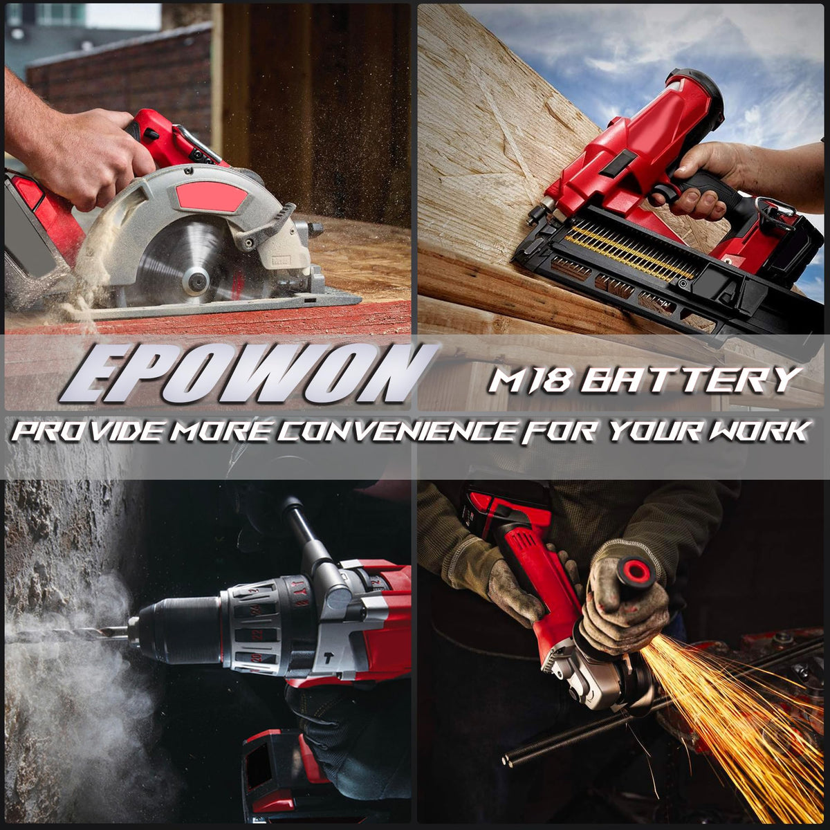 Epowon battery pack with charger included for convenient setup.