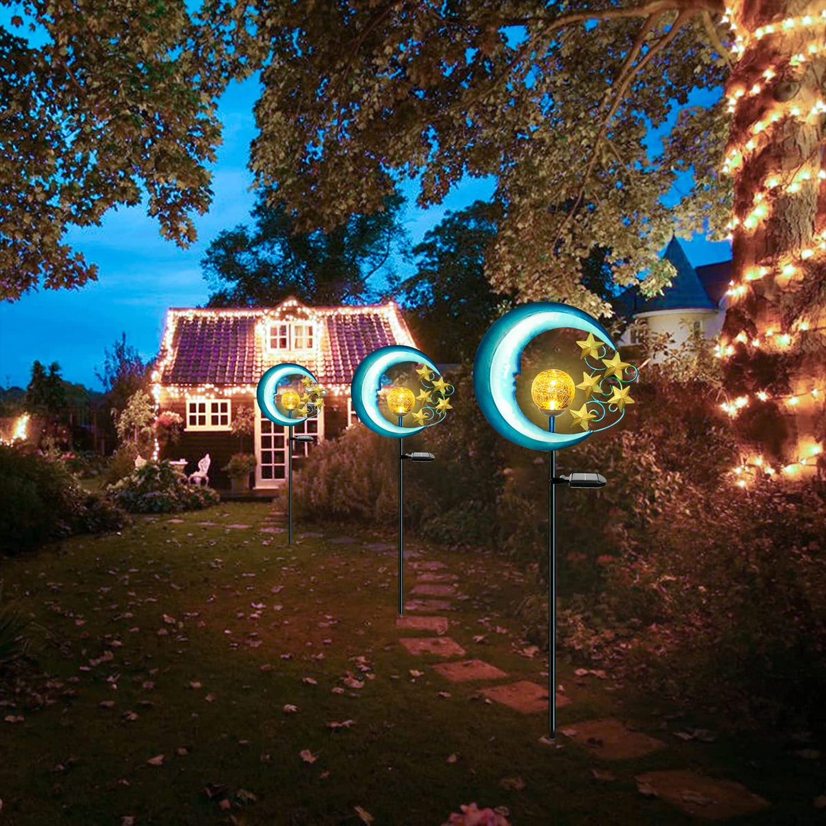 EPROSMIN Warm ambient glow enhances patios and lawns after dark.