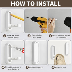 Eptcp foldable wall hook white for coats, bags, and keys.