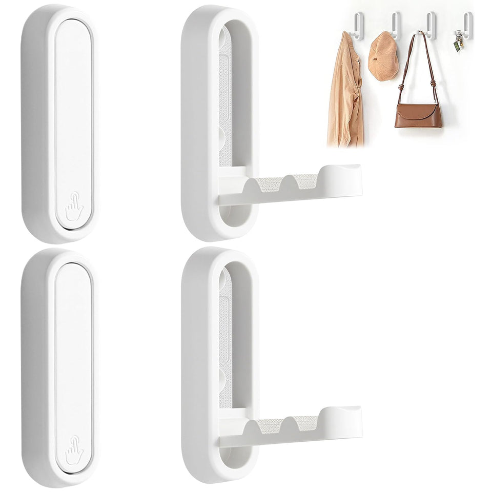 Eptcp foldable wall hook in white, front view, showcasing compact, sturdy design.
