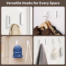 Eptcp foldable wall hook white in bathroom for towels and robes.