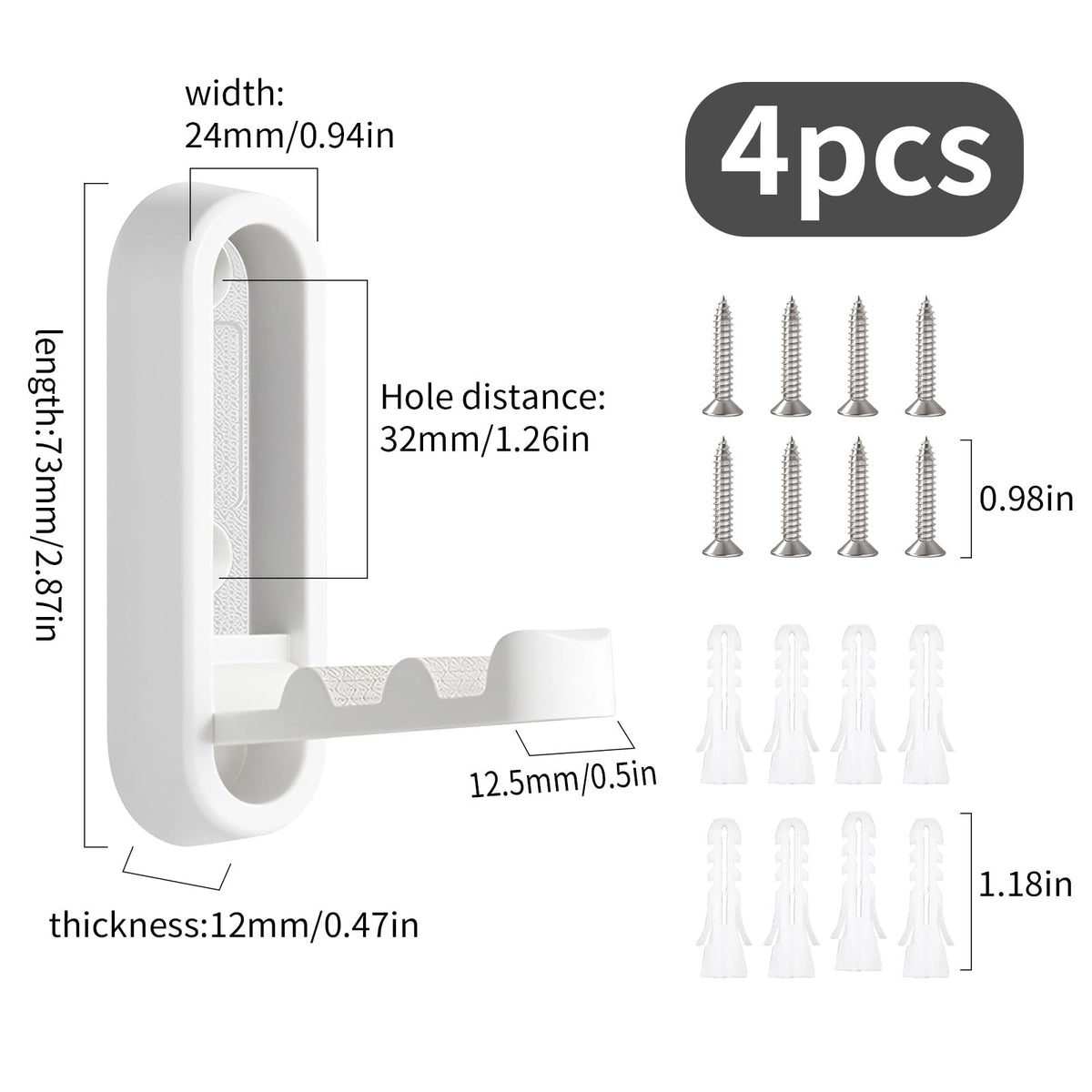 Eptcp foldable wall hook white on wall for everyday organization.