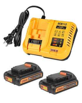 Epveyement 20V battery 2-pack front view showing compact design and Dewalt compatibility