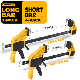 EQUIPTZ 12-inch bar clamp in action delivers strong hold for furniture assembly.