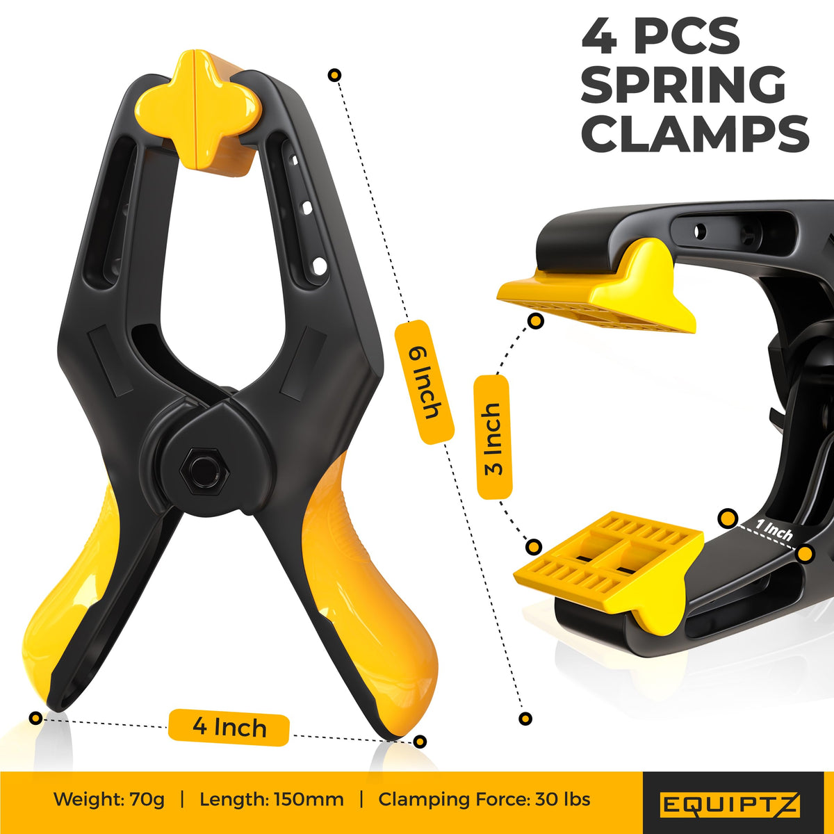 EQUIPTZ clamp soft rubber handle close-up for comfortable grip