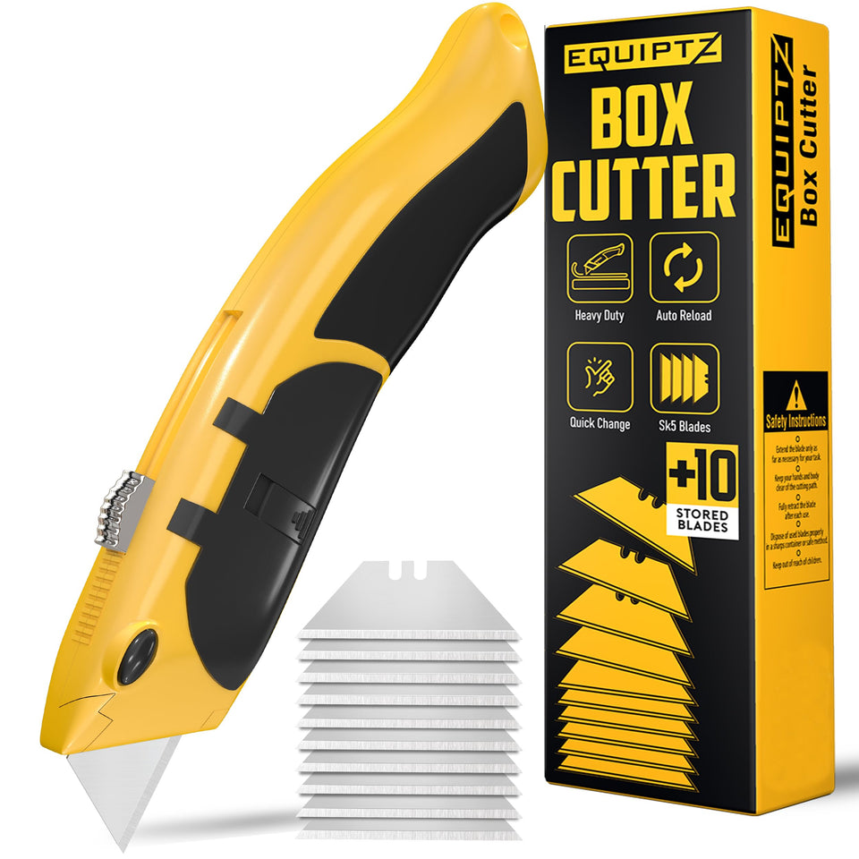 EQUIPTZ Auto Reload Knife top-button for quick blade changes and uninterrupted work