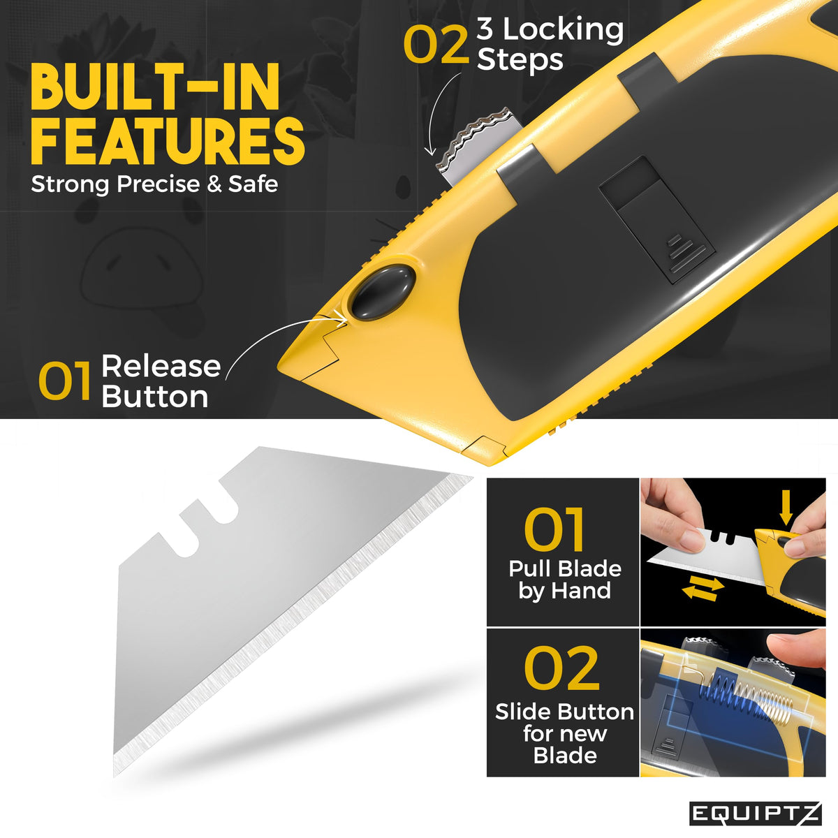 EQUIPTZ non-slip rubber handle provides comfortable grip during long cuts