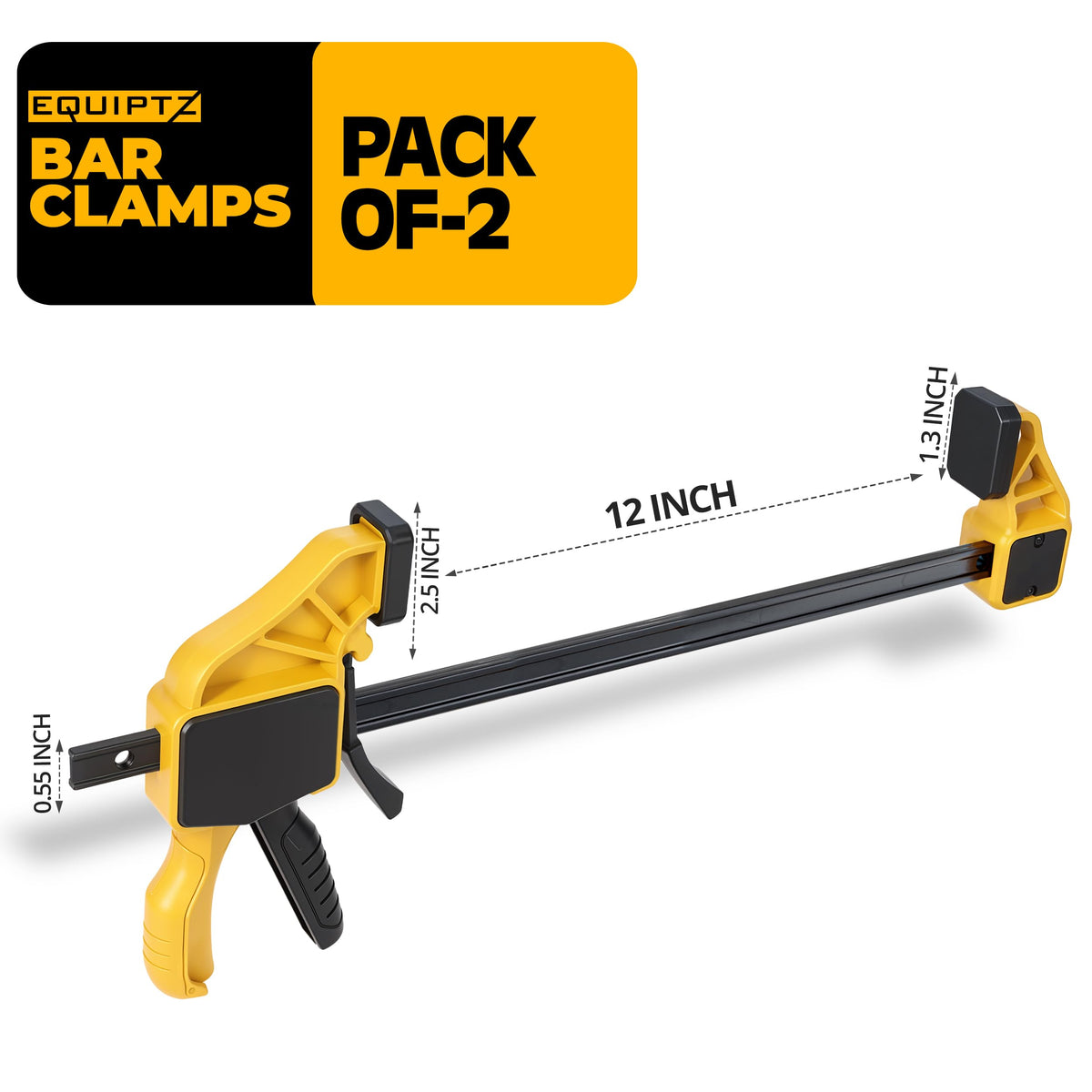 EQUIPTZ 12in bar clamps show 150 lbs clamping force for glue-ups.