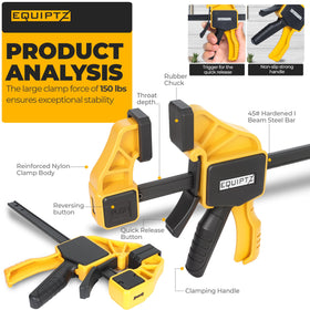 Durable EQUIPTZ clamps with reinforced nylon and hardened steel.