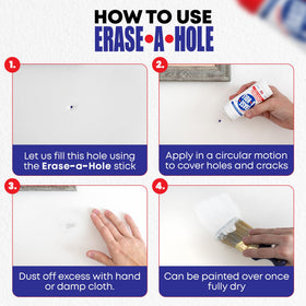 Erase-A-Hole dries to a smooth, paintable finish on plaster and wood.