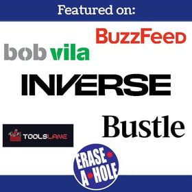 Erase-A-Hole works on drywall, plaster, and wood for versatile repairs