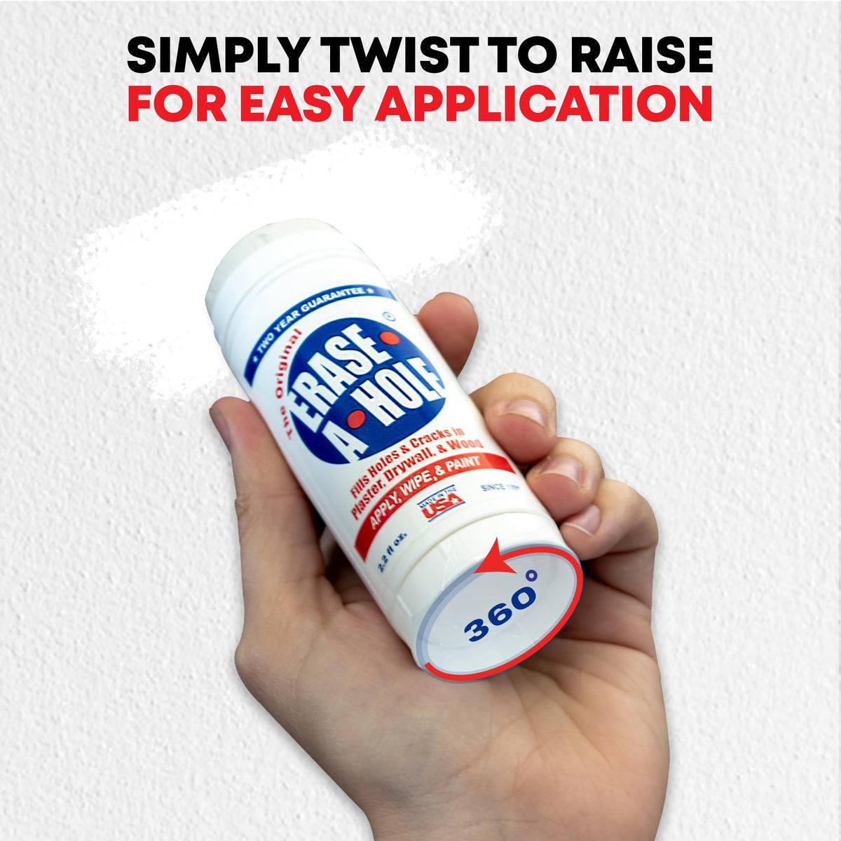 Erase-A-Hole twist-up design enables clean, portable repairs