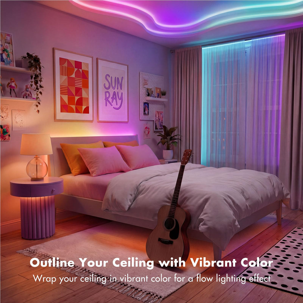 ERBTY IC Smart RGB Strip Lights app control across rooms.