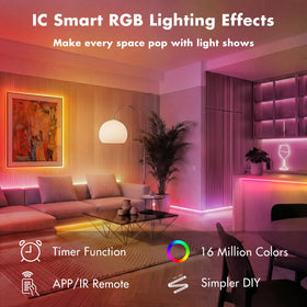 ERBTY IC Smart RGB Strip Lights game room sync with music.