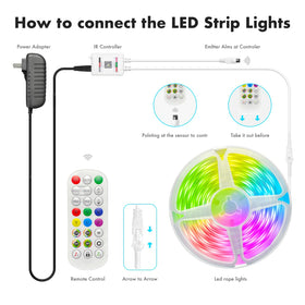 ERBTY IC Smart RGB Strip Lights self-adhesive backing for easy installation.